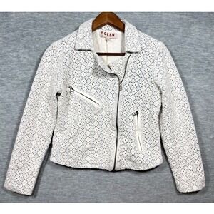 Dolan‎ Left Coast Collection Jacket M Womens Textured Moto Eyelet White Blue